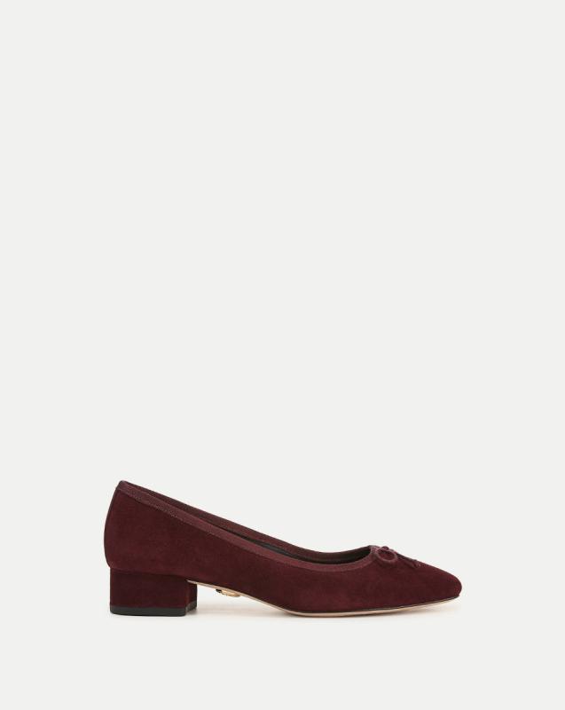 Veronica Beard Cecelia Suede Block-heel Ballerina Pumps In Acai